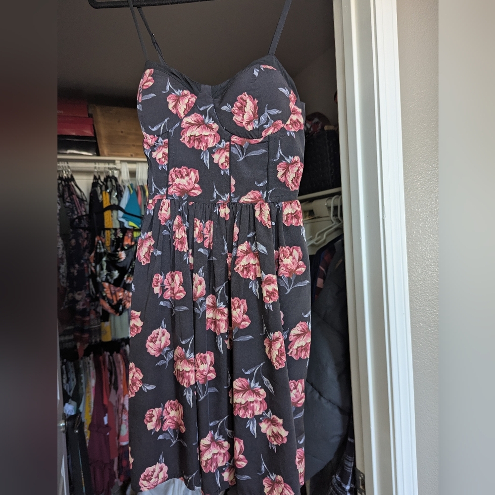 🌸🖤Band of Gypsies Black and Pink Floral Dress🖤🌸